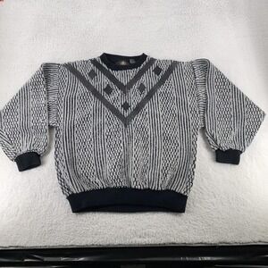 Vintage‎ Abadini Sweater Mens Medium Textured Knit Geometric Pullover 90s